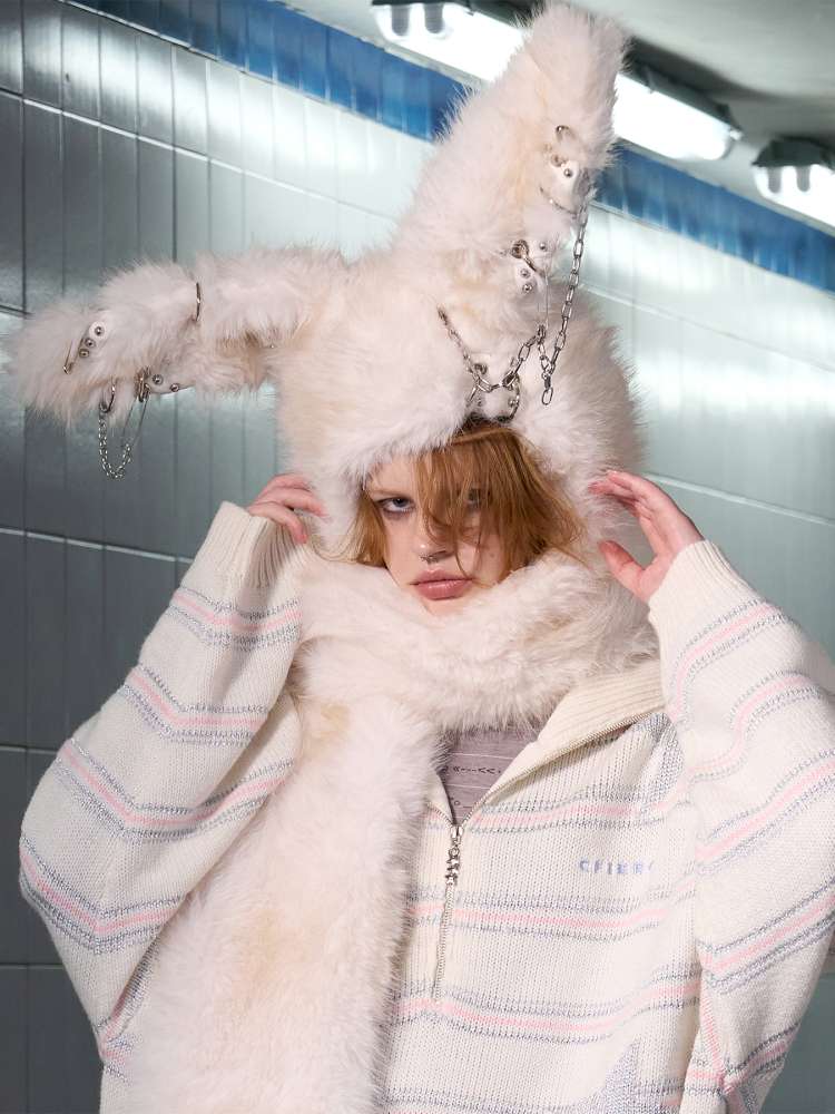 Long Hair Contrast Patch Hat Scarf【s0000014639】