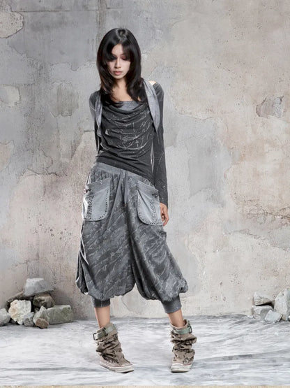 Asymmetrical faux two-piece long-sleeve knit top【s0000014134】