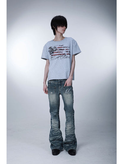 Star Flag Vintage Print T-shirt【s0000016626】