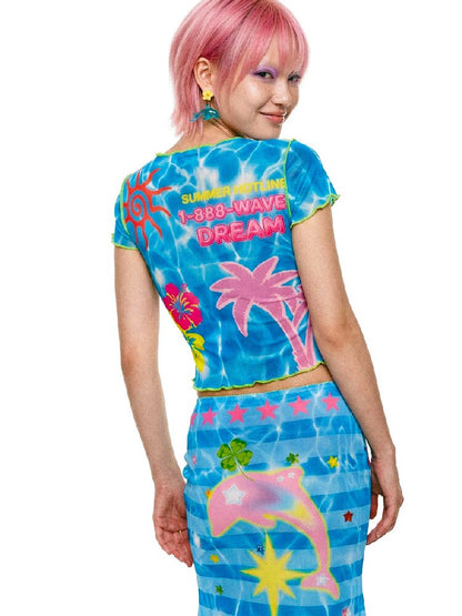 Mesh Short Sleeve Mermaid Dress【s0000017519】