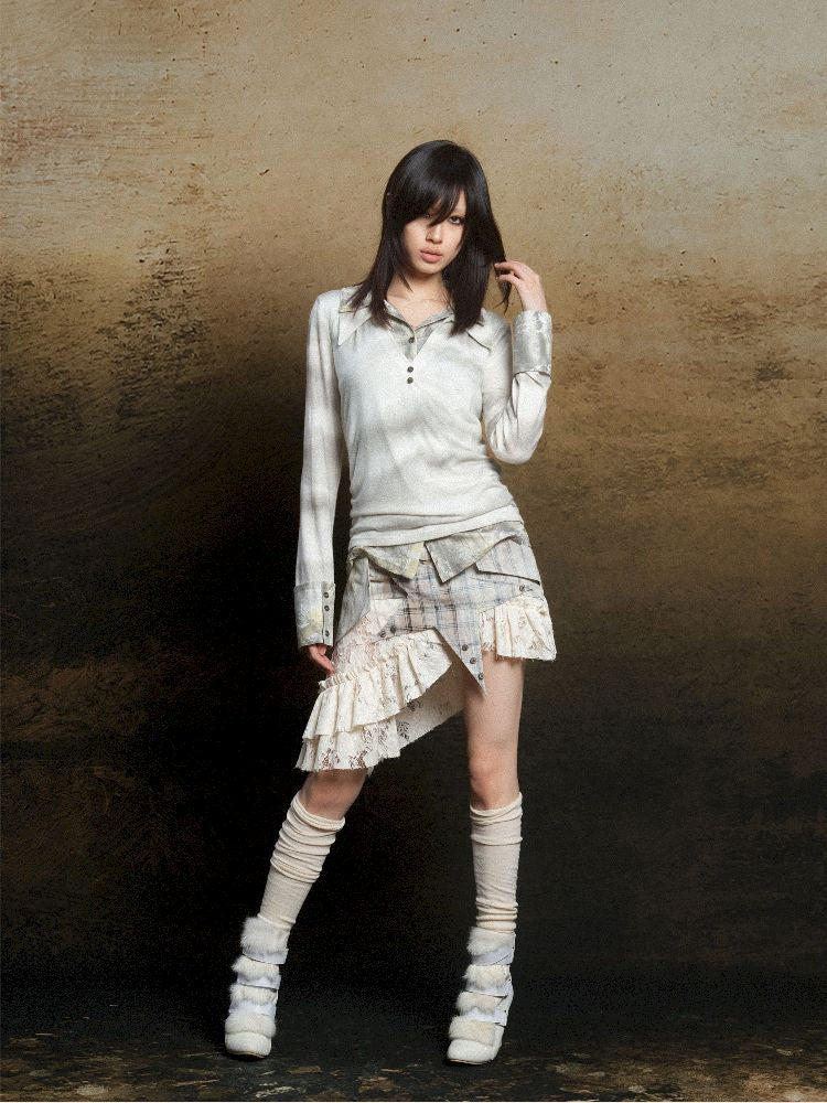 Double Layer Lapel Knit Inner Top【s0000011809】