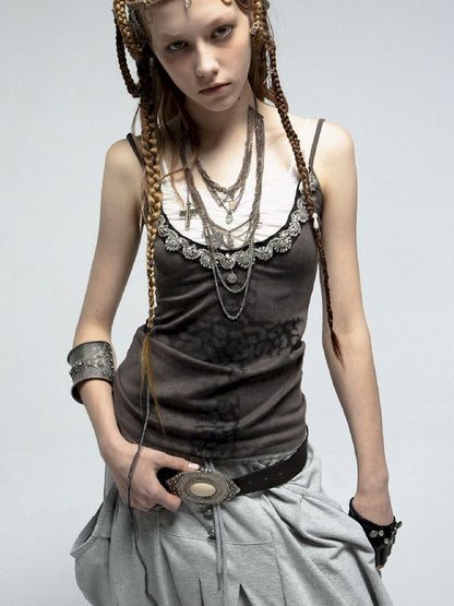 Rhinestone Cross Print Camisole【s0000012205】