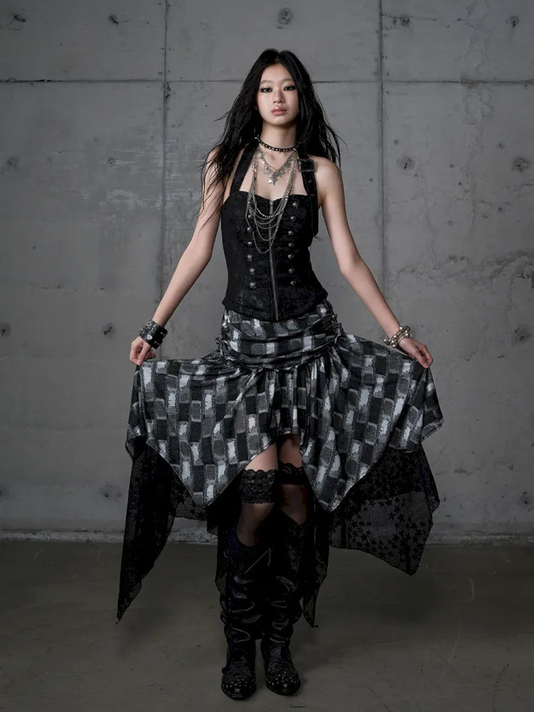 Asymmetrical Halter Neckline Dress【s0000013942】