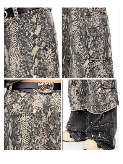 Splash Ink Washed Straight Leg Work Pants【s0000011692】