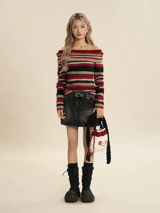 One shoulder Slim sweater【s0000005996】