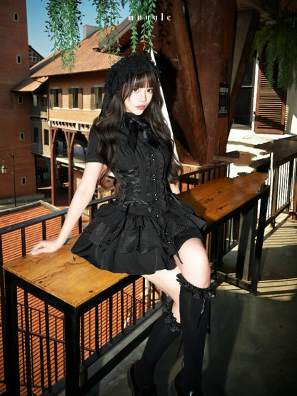Gothic Vintage Waist Lace Dress【s0000016941】