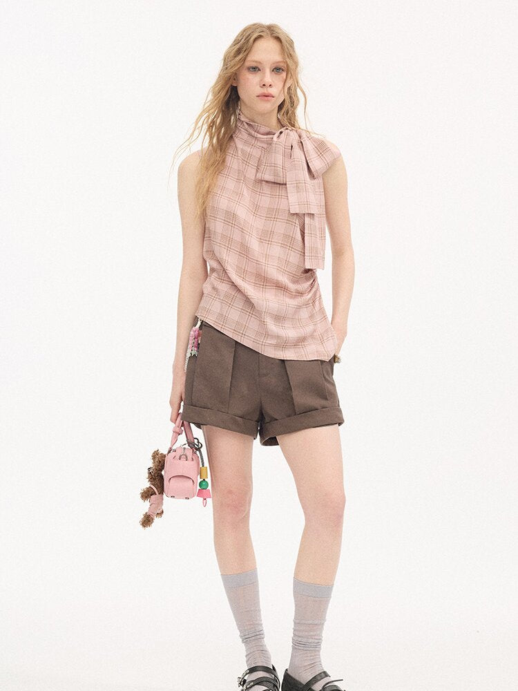 Wool Pinch Pleated Curled Shorts【s0000015904】