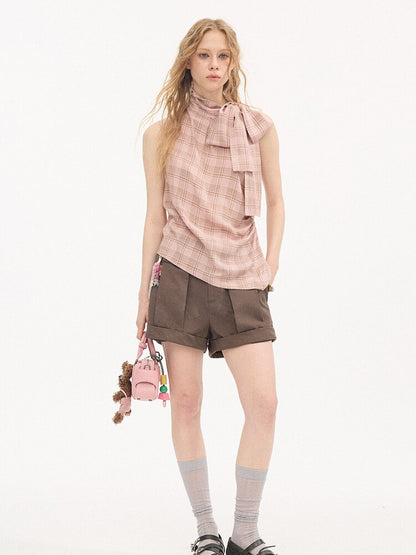 Wool Pinch Pleated Curled Shorts【s0000015904】