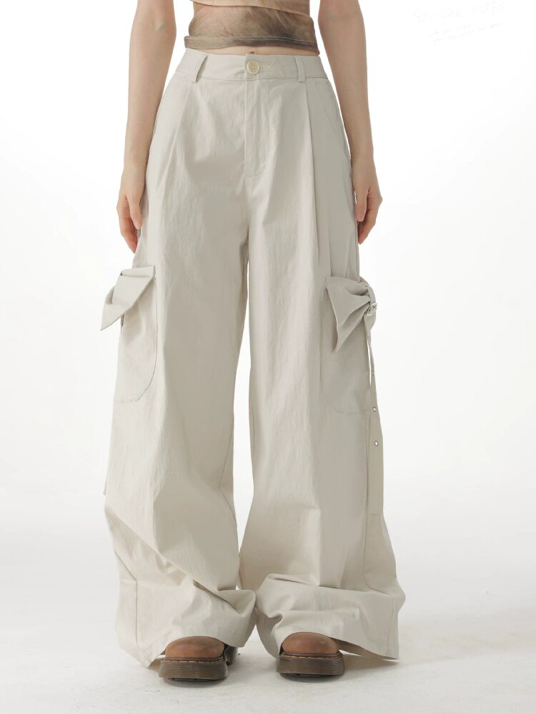 Apricot Bow High Waisted Trousers【s0000017150】