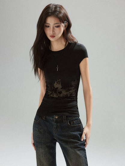 Two-Color Panelled Lyocell Top【s0000015596】