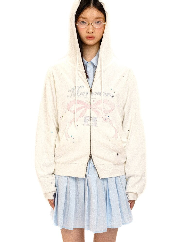 Bow Print Diamond Sweat Cardigan【s0000016420】