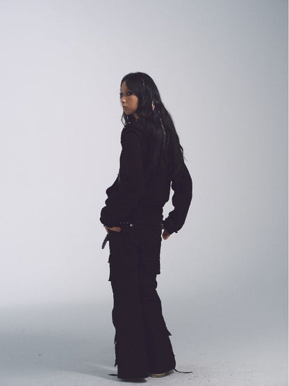 Printed Sweatshirt Studded Hoodie【s0000011232】