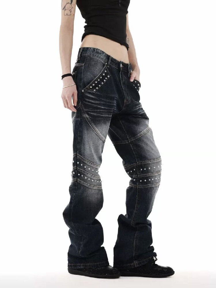 Ice Blue Embroidered Bootcut Jeans【s0000018245】