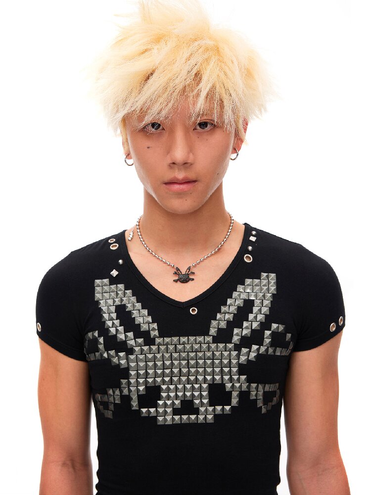 Studded Rabbit Skull Short T-shirt【s0000016936】