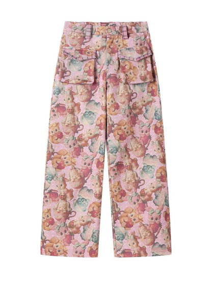 Pink Animal Print High Waist Pants【s0000015031】