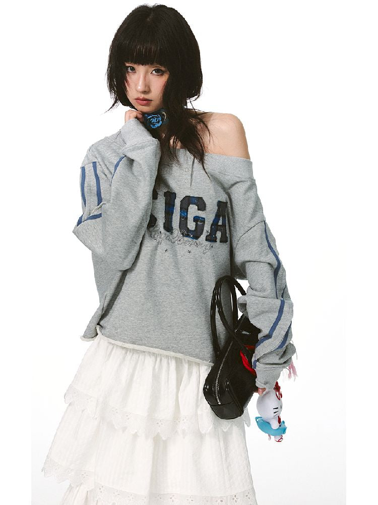 하나의 어깨 슬래시 다중 스웨트 셔츠 [S0000011427]