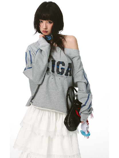 하나의 어깨 슬래시 다중 스웨트 셔츠 [S0000011427]