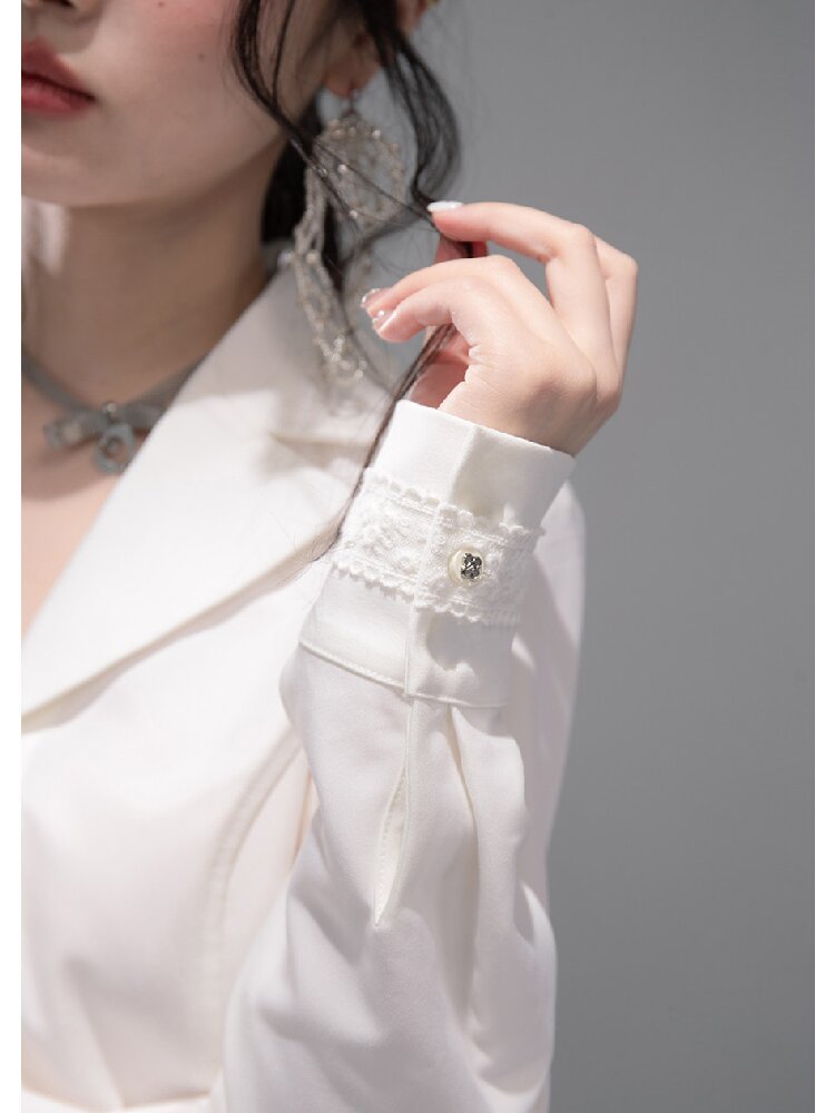 Waist Slit Cotton Dress Shirt【s0000015743】