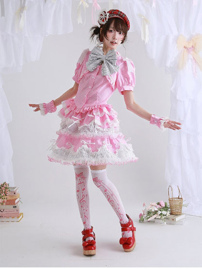 Pink Striped Lolita Puffy Skirt【s0000016560】