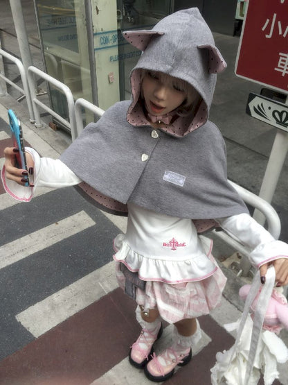 Cat Ears Hooded Short Coat Poncho【s0000011845】