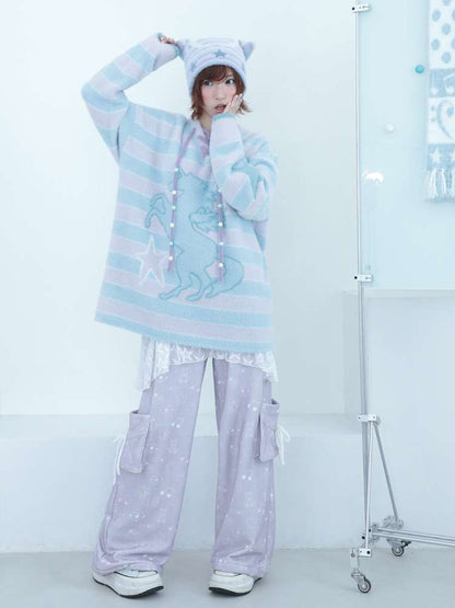 Dream Core Ghost Horse Knit V-Neck【s0000014687】