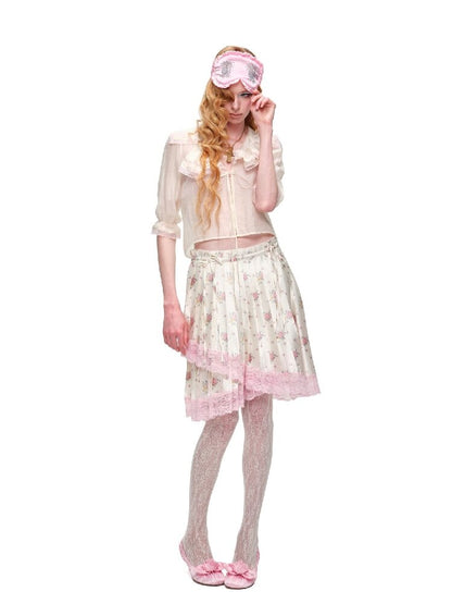Mid Sleeve Ruffle Chiffon Shirt【s0000016913】