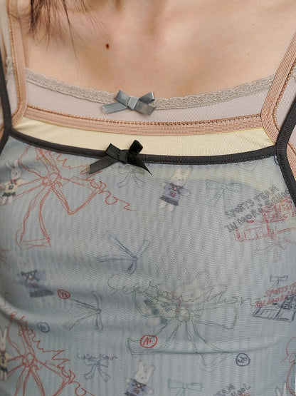 Three pieces of material splicing camisole【s0000012511】