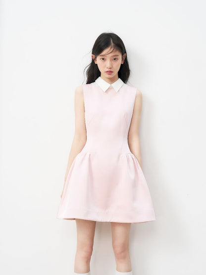 Pale Pink Glossy Satin Vest Dress【s0000011954】