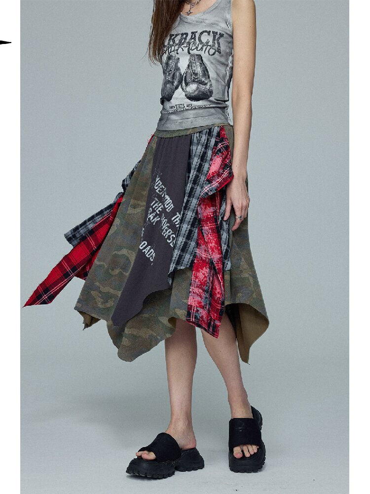 Camouflage Plaid Spliced Skirt【s0000016687】