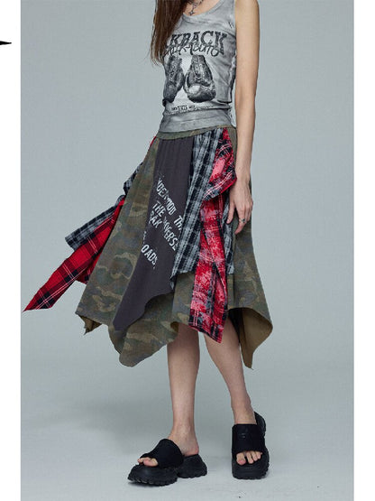 Camouflage Plaid Spliced Skirt【s0000016687】