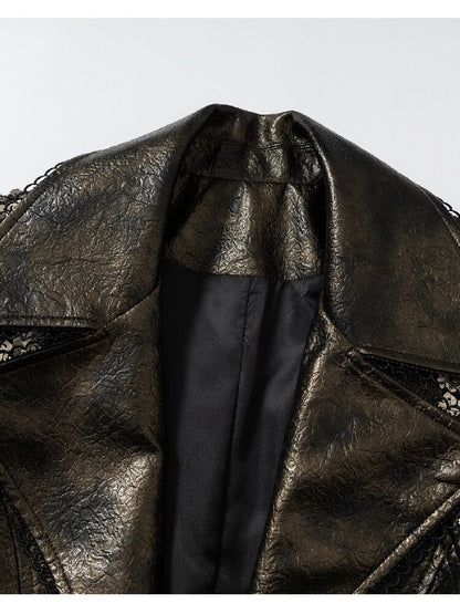 Rock Punk Large Lapel Leather Jacket【s0000015937】