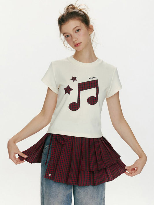 Strawberry Movement Note Print Top【s0000015672】