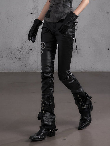 Washed Wax Leather Skinny Pants【s0000019162】