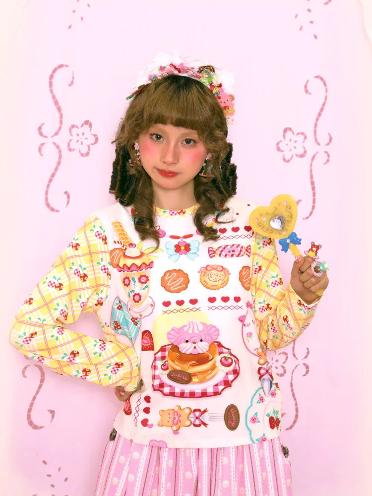 Sweet Print Yellow Checkered Contrast Base Layer【s0000014159】