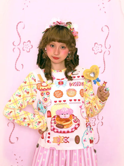 Sweet Print Yellow Checkered Contrast Base Layer【s0000014159】