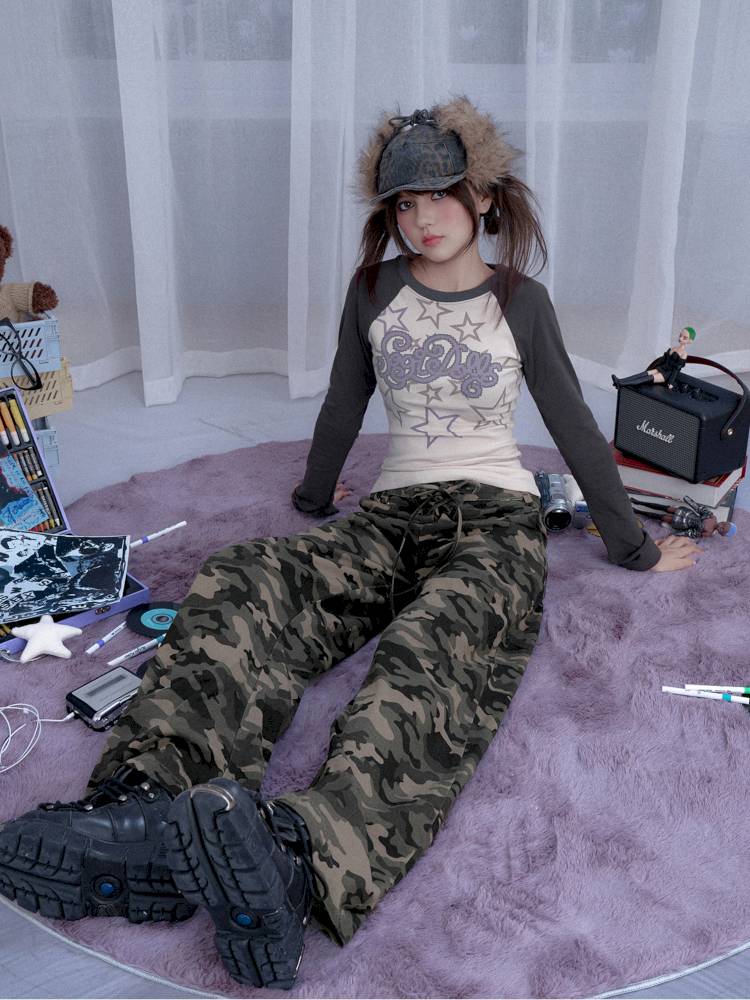 Street cool double waist camo pants【s0000014373】