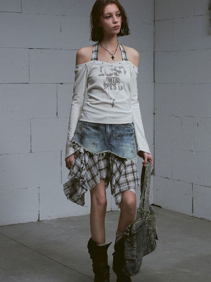 Hanging Neck Long Sleeve Tops【s0000011849】