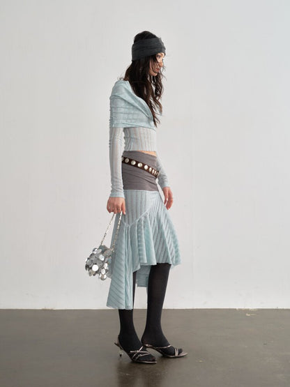 Mint Translucent Swing Collar Skirt【s0000015698】