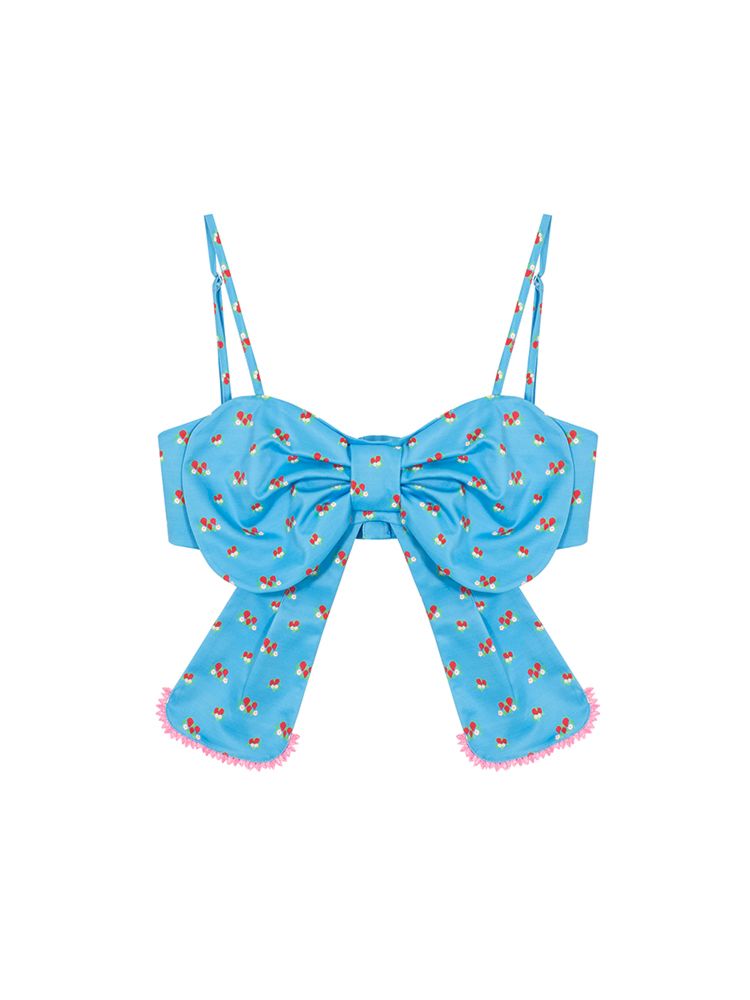 Bow Strawberry Blue Corset Camisole【s0000009777】