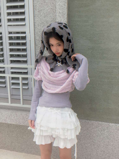 Polka Dot Shearling Rabbit Ear Hat【s0000014528】