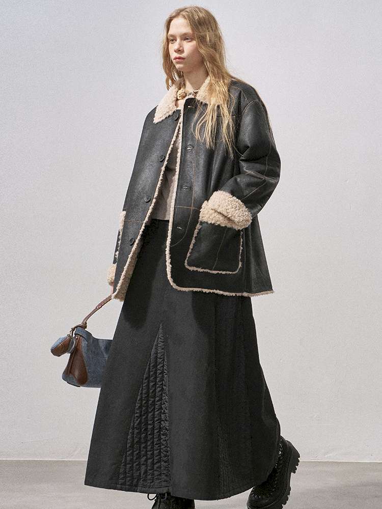 Cotton Paneled Quilted Maxi Skirt【s0000015213】