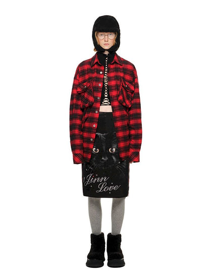 PLAID LARGE POCKETS LOOSE SHIRT [S0000010630]