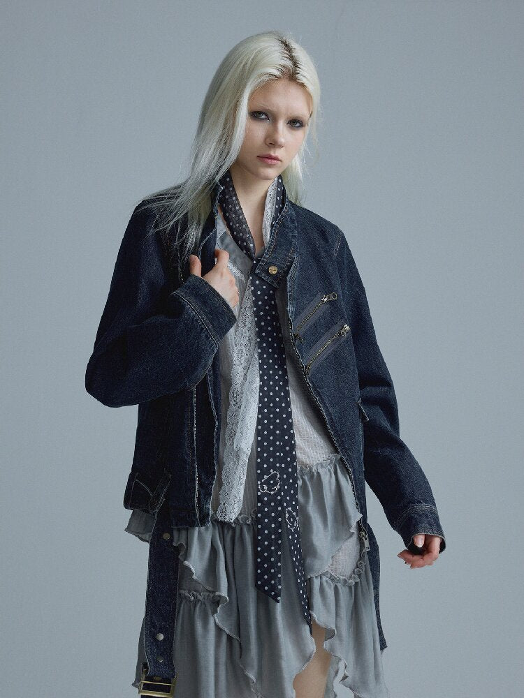 Distressed Texture Denim Jacket Top【s0000018545】