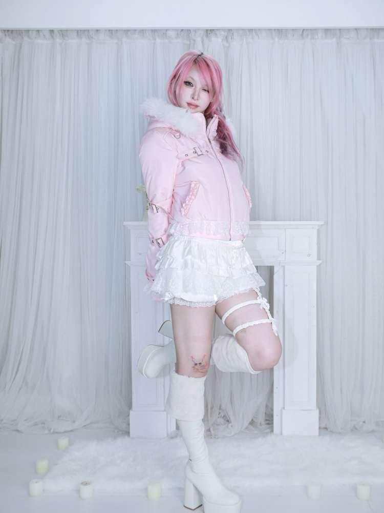 Detachable Hat Black Pink Two Tone Suit【s0000014679】