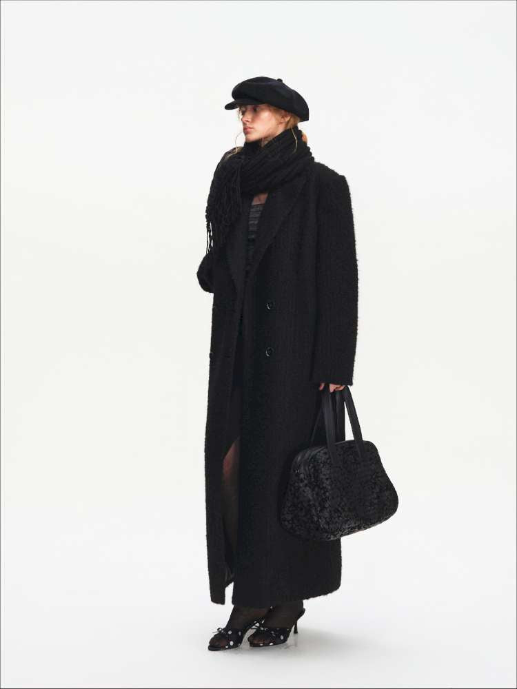 Black Woolen Loose Double-Breasted Coat【s0000014875】