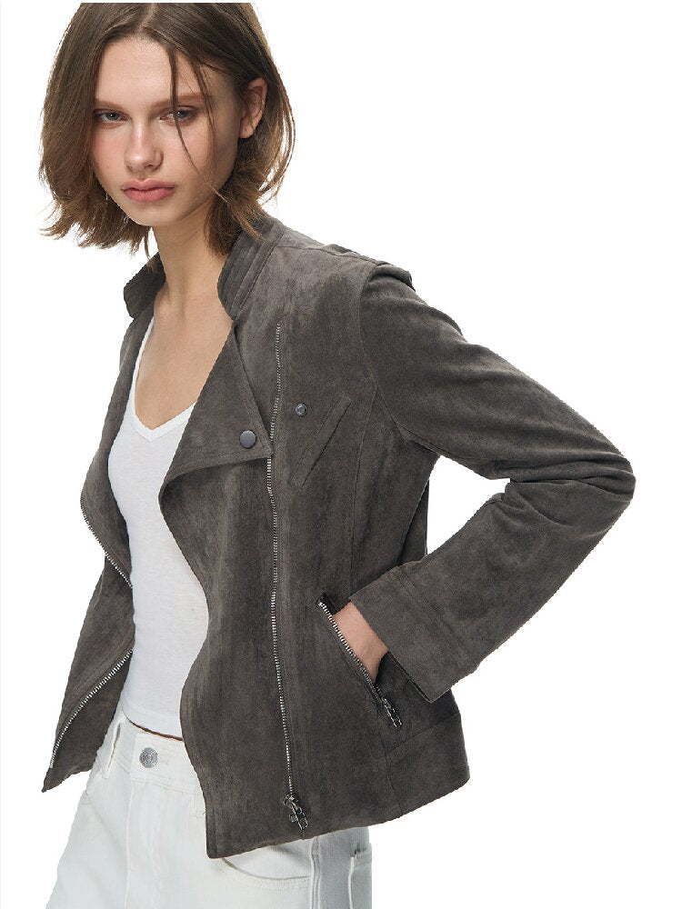 Vintage Suede Slim Cropped Jacket【s0000015859】