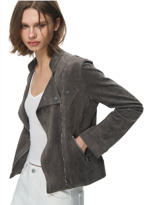 Vintage Suede Slim Cropped Jacket【s0000015859】