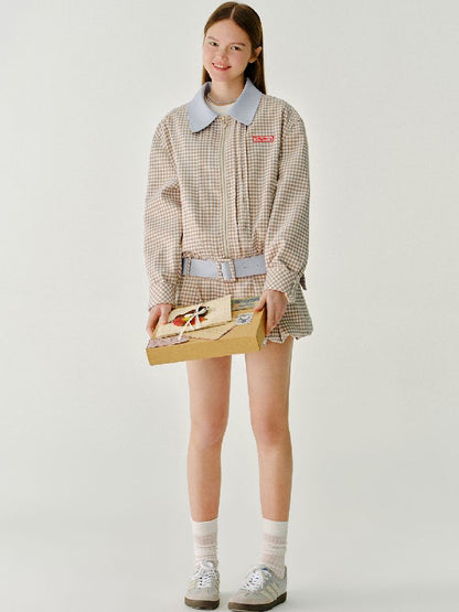 A-Line Shorts Peplum Plaid Pants【s0000011968】