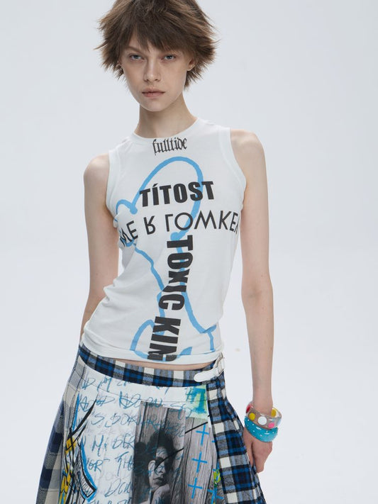 Playful Versatile White T-Shirt Tank Top【s0000012877】
