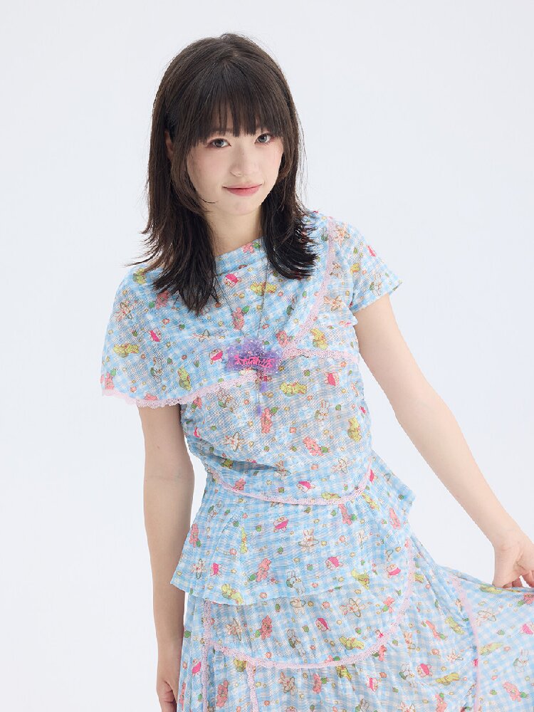 Bunny Lace Asymmetrical Skirt Set【s0000017690】